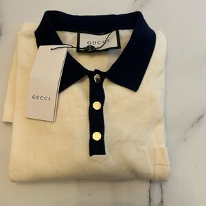 Gucci Ivory and Navy Polo Shirt